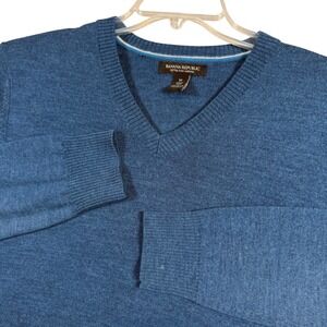 Banana Republic Extra Fine Merino V Neck Sweater Men's Medium Blue